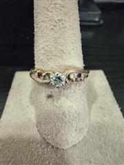 Ruby Lady's Stone & Diamond Ring 5 Diamonds .38 Carat T.W. 10K Yellow Gold